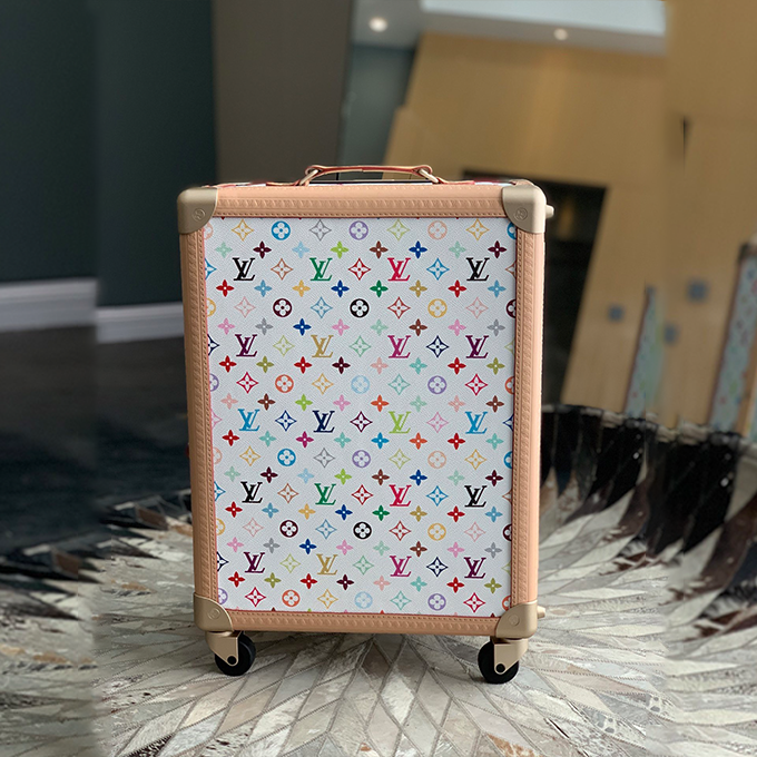 louis vuitton white multicolor monogram hard rolling suitcase